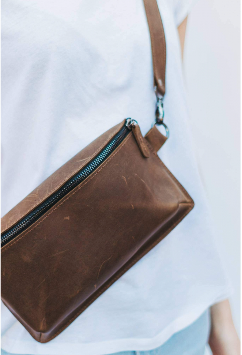 Crazy Horse Leather Bag | Adjustable Belt Banana Bag | Gute Leder